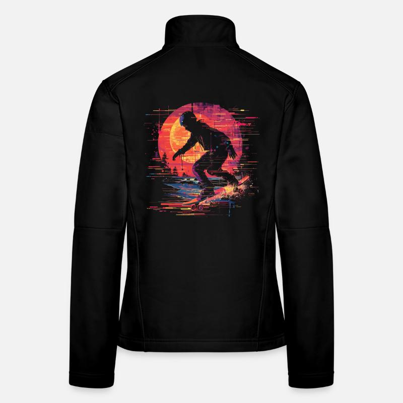 Skateboarder Pixel Art Women's Softshell Jacket