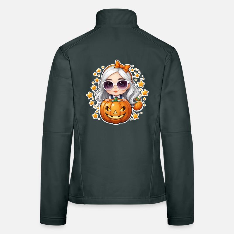 Mädchen zu Halloween mit Kürbis und Sternchen Frauen Softshelljacke