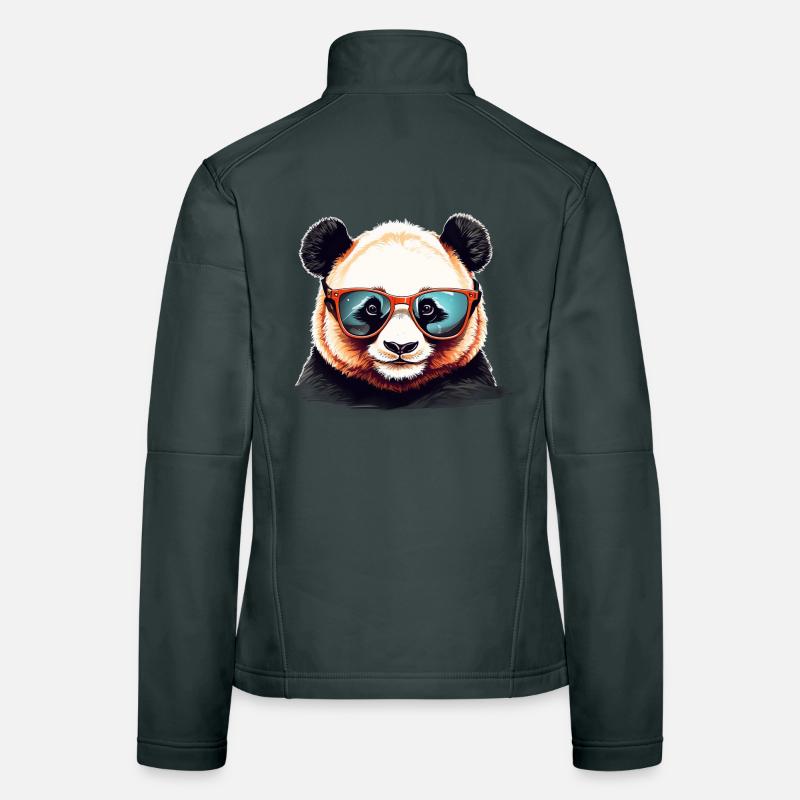 Tête de panda décontractée avec lunettes de soleil Veste en tissu softshell Femme