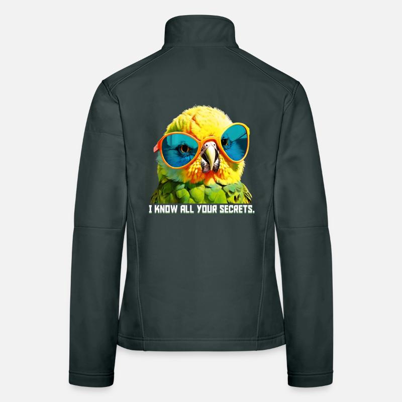 I know all your secrets Funny Budgie Women's Softshell Jacket