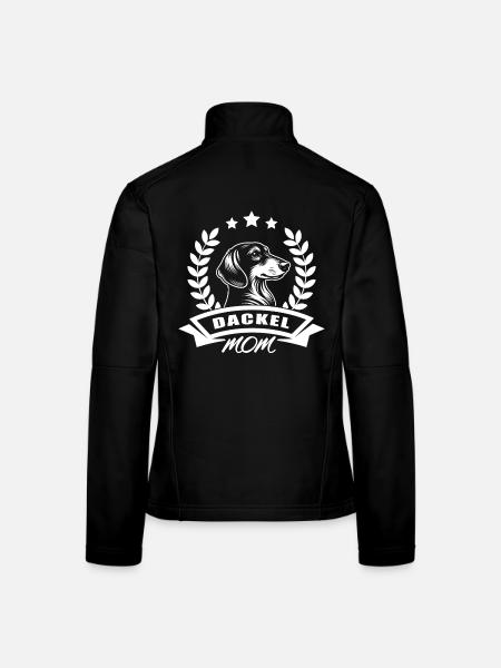Design « Maman teckel » avec bannière et couronne de blé - Veste en tissu softshell Femme - noir - Dos