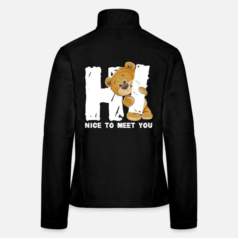 Niedlicher Teddybär Begrüßung englischer Spruch Frauen Softshelljacke