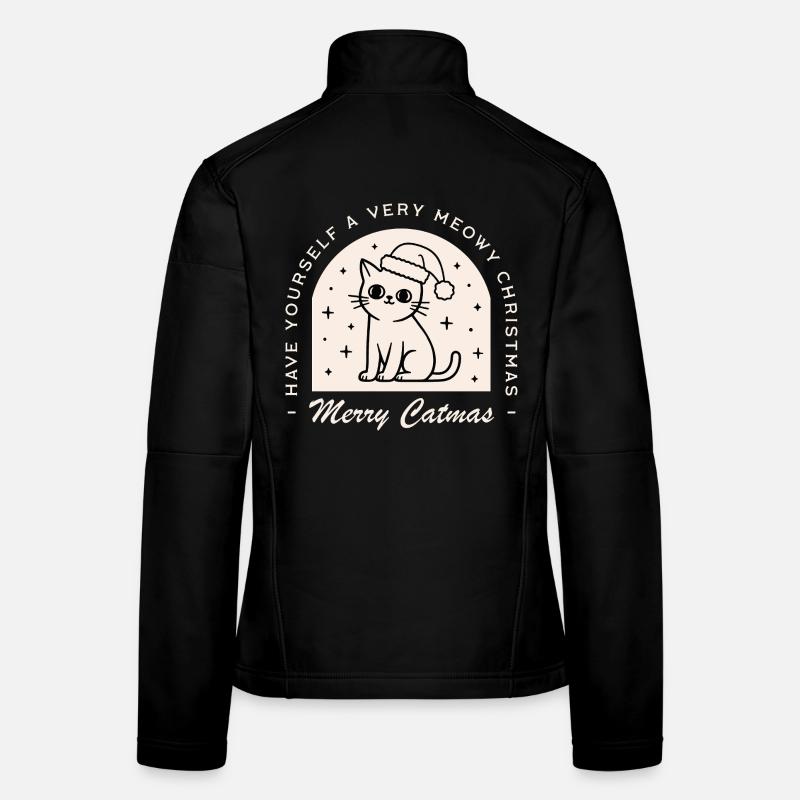 Amoureux des chats, drôle, joyeux vœux de Noël, jeu de mots Veste en tissu softshell Femme