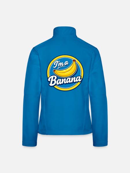 Banane Kostüm Karneval Obst Aufkleber Gelb Lustig - Frauen Softshelljacke - Schwarz - Hinten
