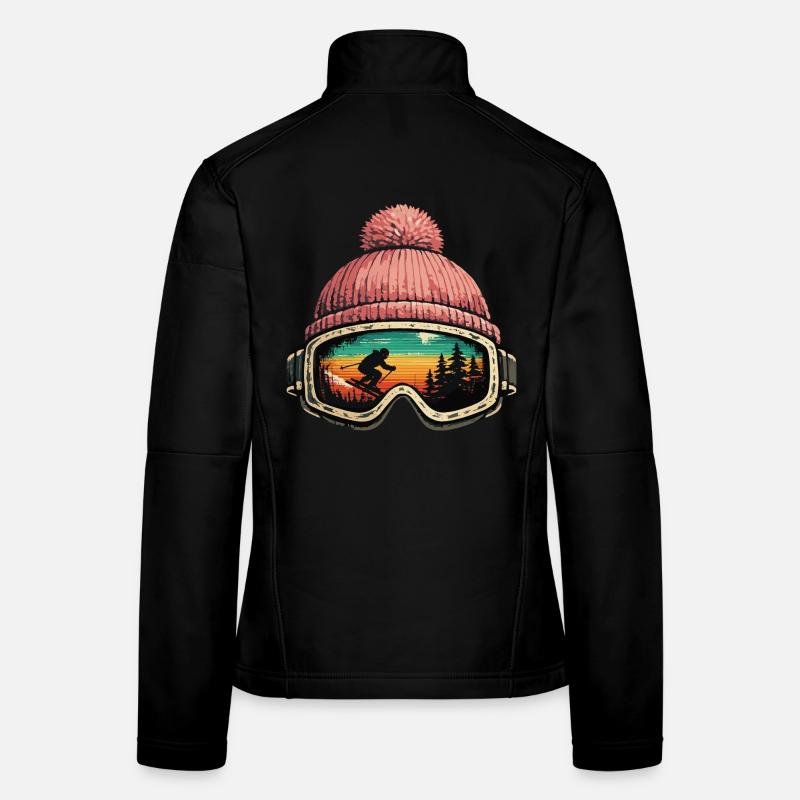 Apres Ski Skifahrer Skibrille Winter Geschenk - Frauen Softshelljacke - Schwarz