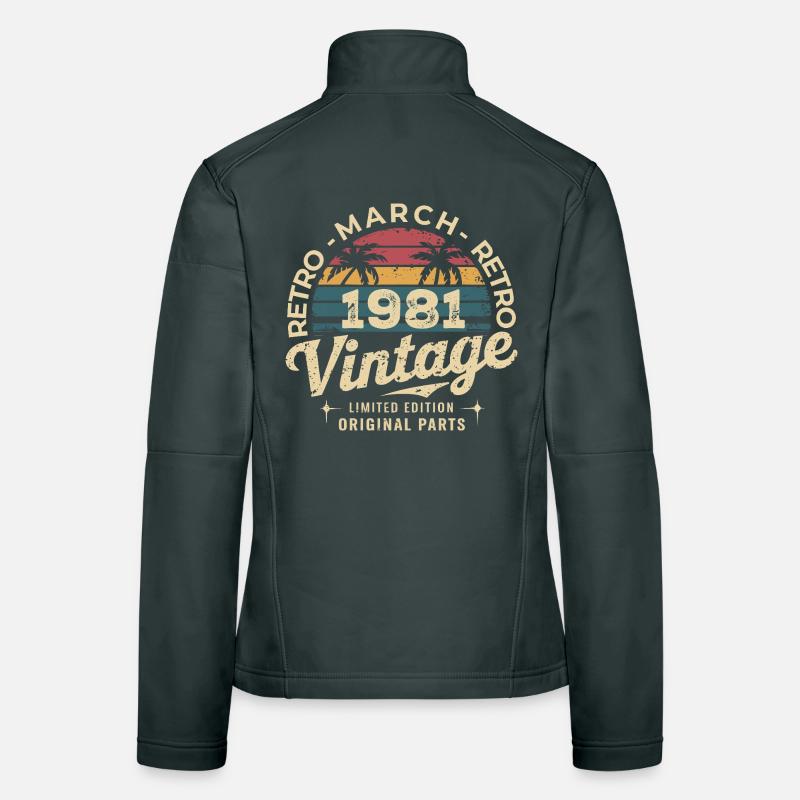 Anniversaire Mars 1981 Édition Limitée Retro March Veste en tissu softshell Femme