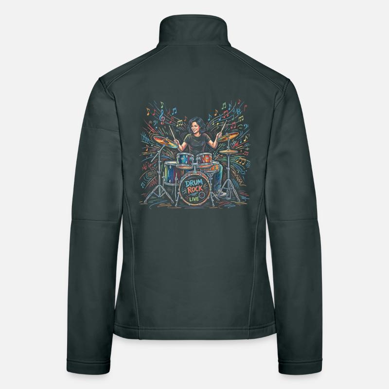Batteuse jouant de batterie Dessin imprimé Veste en tissu softshell Femme