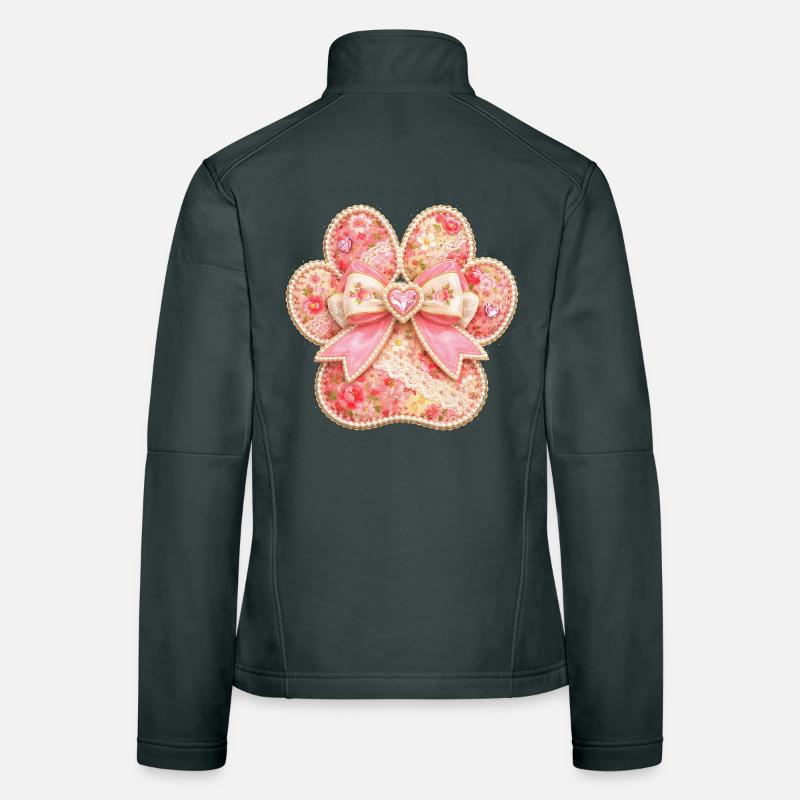 Mignon design de coquette florale en nœud Paw Veste en tissu softshell Femme