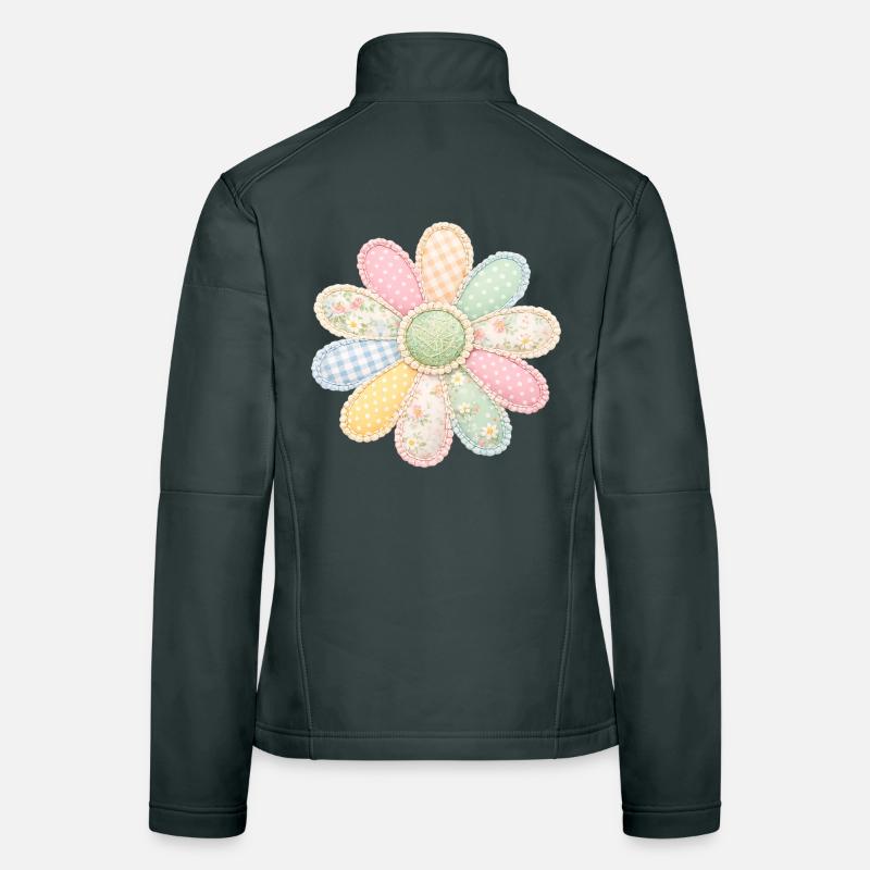 Colorful Flower Patchwork Vintage Cottagecore Design Women's Softshell Jacket