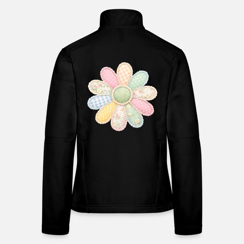 Patchwork fleuri coloré Vintage Cottagecore Design Veste en tissu softshell Femme