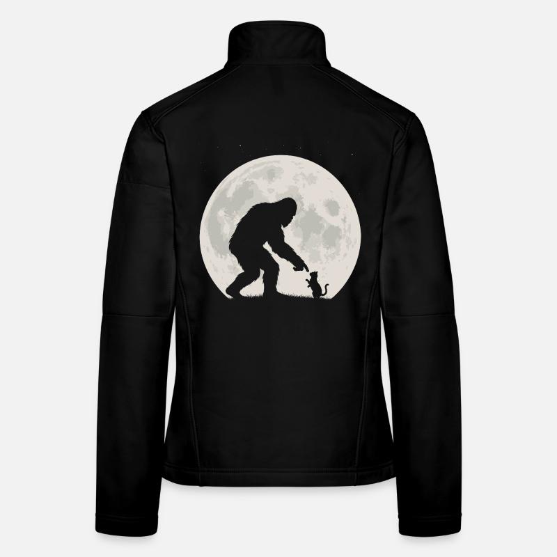 Bigfoot, Cat, Moon, Full Moon, Kitten Women's Softshell Jacket