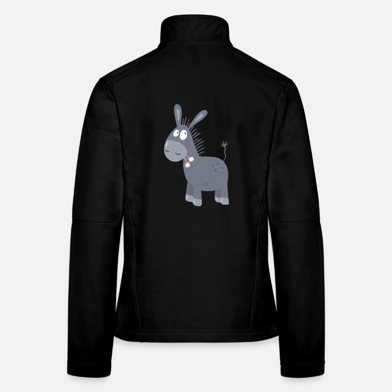 Kleiner Esel Mit Blümchen I Muli Maultier Comic - Frauen Softshelljacke - Schwarz