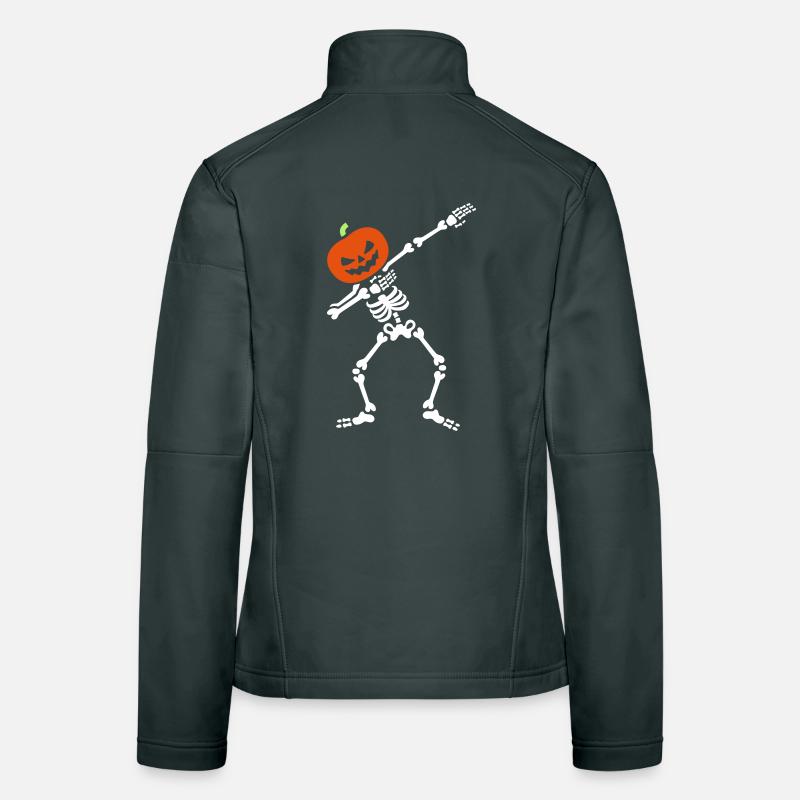 Dabbing skeleton dab pumpkin head Halloween Women's Softshell Jacket