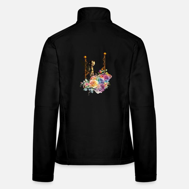 Fée mignonne avec des roses colorées Veste en tissu softshell Femme