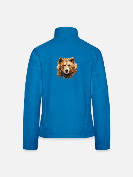 Bär Portrait – Wildtier Alpen Motiv - Frauen Softshelljacke - Schwarz - Hinten