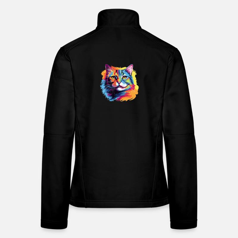 Pop Art Cat – Bunte Katze im Farbrausch Frauen Softshelljacke