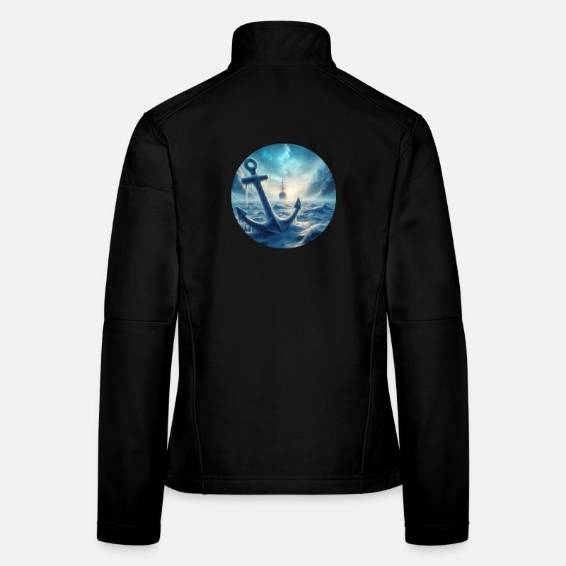 Anker und Schiff Eis Landschaft - Frauen Softshelljacke - Schwarz