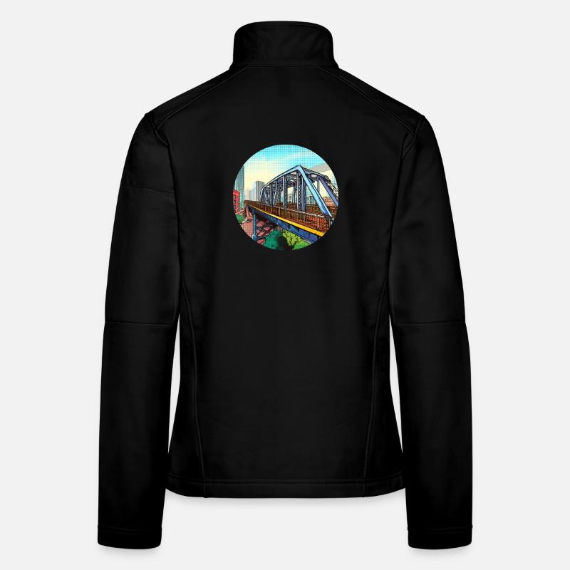 Comic Brücke in Stadt - Frauen Softshelljacke - Schwarz