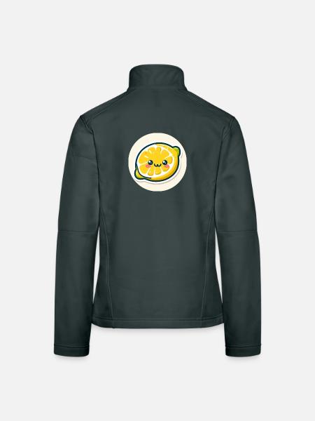 Süße Illustration einer lachenden Zitrone - Frauen Softshelljacke - Schwarz - Hinten