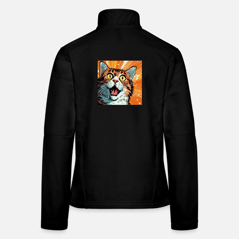 Illustration de chat expressive dans le style pop art Veste en tissu softshell Femme
