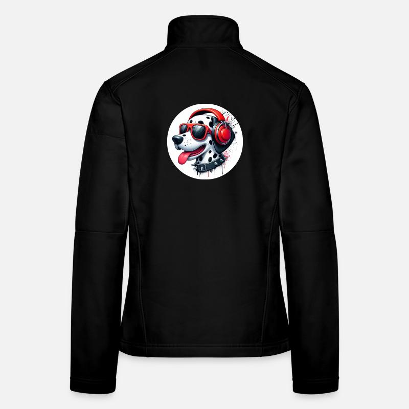 Dalmatian Dog Patches Black White Headphones - Women's Softshell Jacket - black