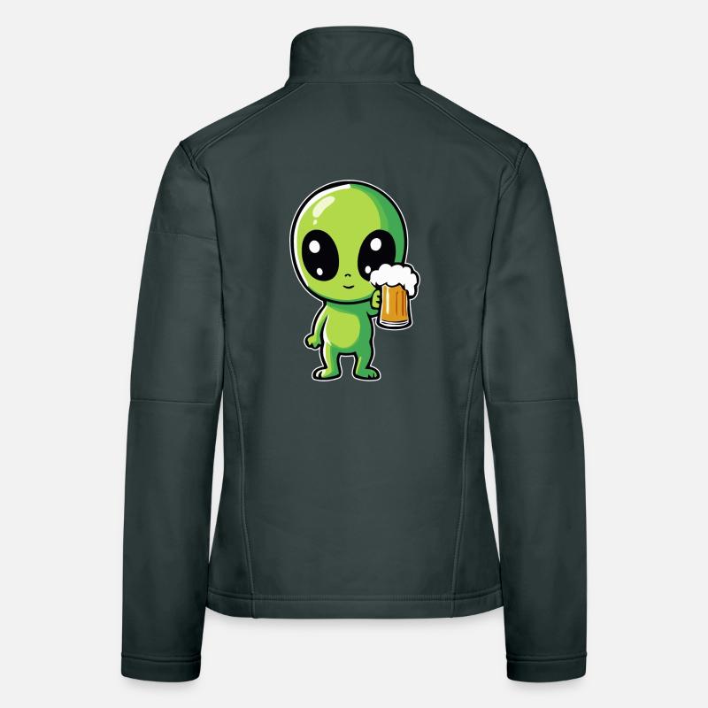 Alien mit Bier Frauen Softshelljacke