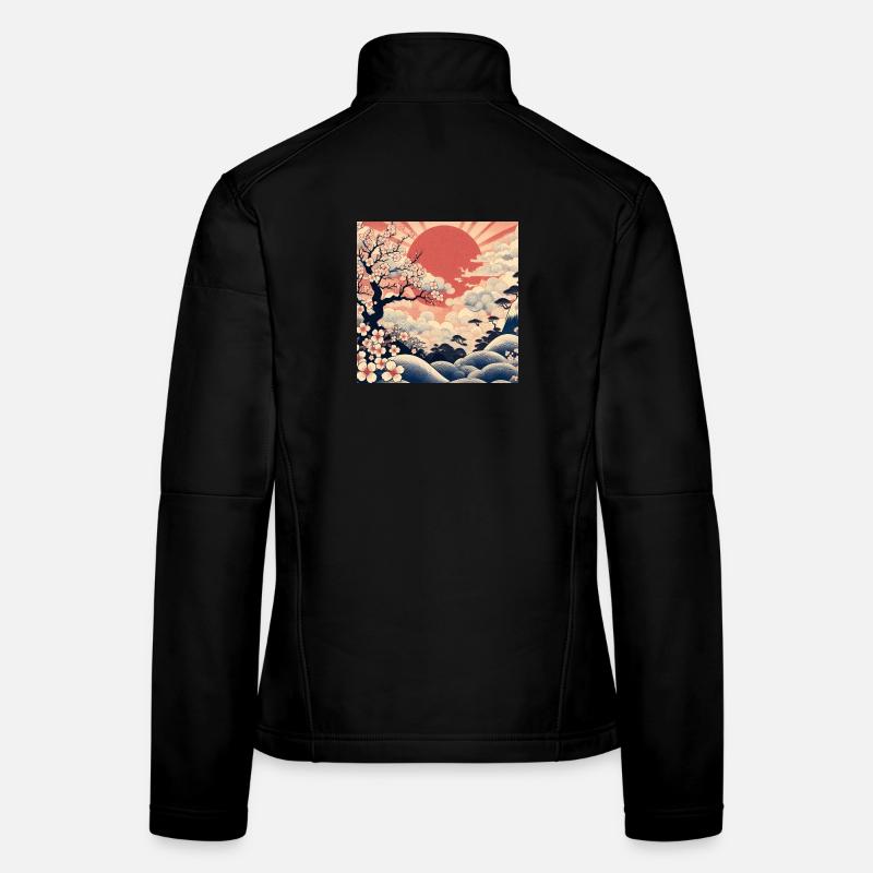 Style Ukiyo-e au lever du soleil Veste en tissu softshell Femme