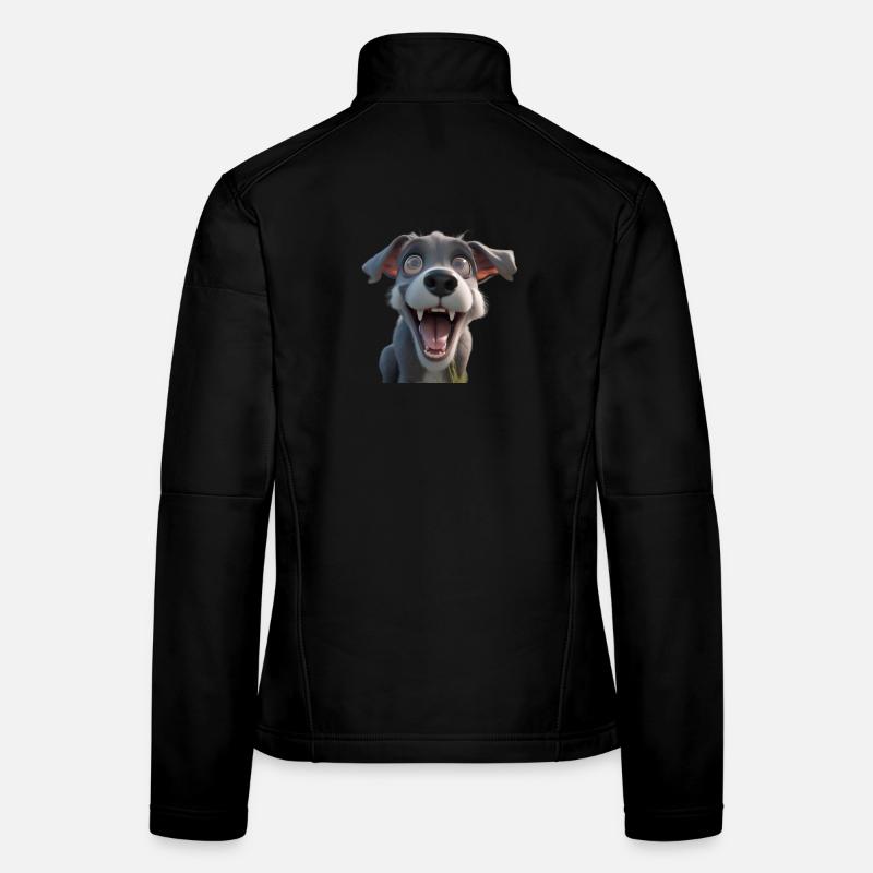 Excited Cartoon Pup - Women's Softshell Jacket - black