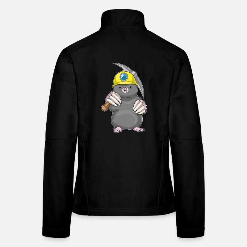 Maulwurf Bergarbeiter Spitzhacke Bergbau Frauen Softshelljacke