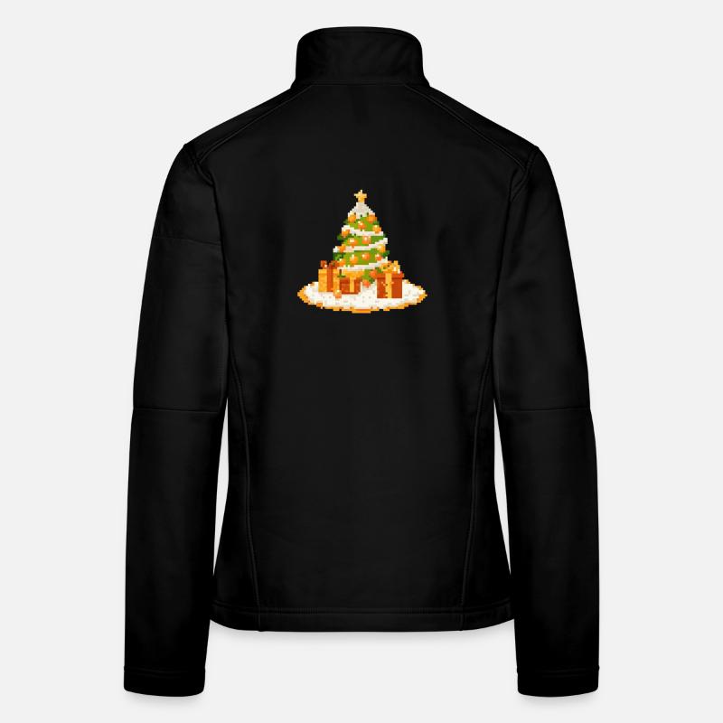 Pixelkunst Tannenbaum mit Geschenken Frauen Softshelljacke
