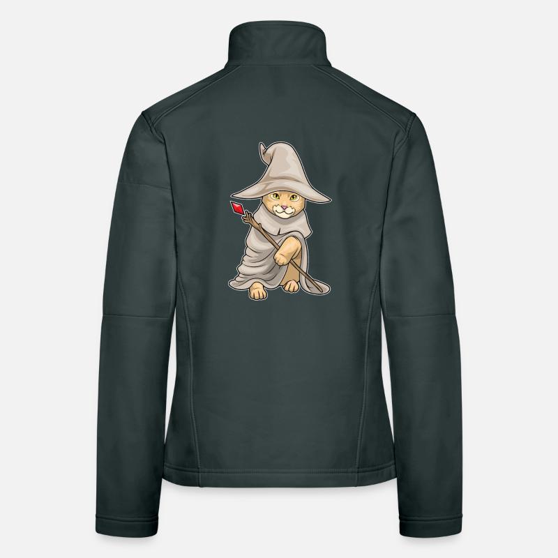 Orange Cat Wizard Wand Women's Softshell Jacket