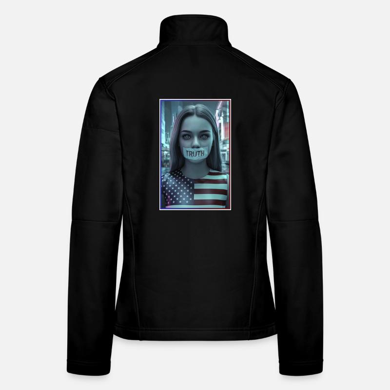 Gesichtsdesign mit Truth-Mund in US-Flagge Frauen Softshelljacke