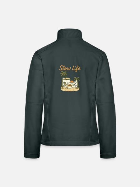 Slow Life Hängematte bei Sonnenuntergang - Frauen Softshelljacke - Schwarz - Hinten