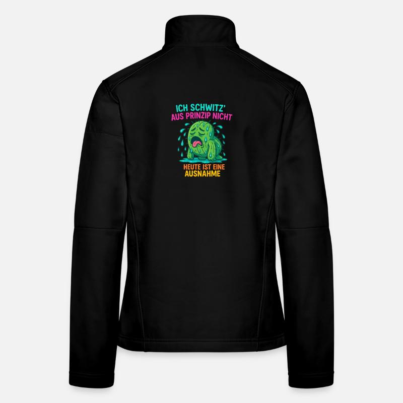 Witziges Kaktus Design – „Ich schwitz’ aus Prinzip - Frauen Softshelljacke - Schwarz