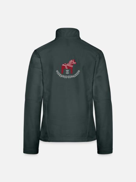 Dala Pferd mit Blumenbogen – Nordic Folk Design - Frauen Softshelljacke - Schwarz - Hinten