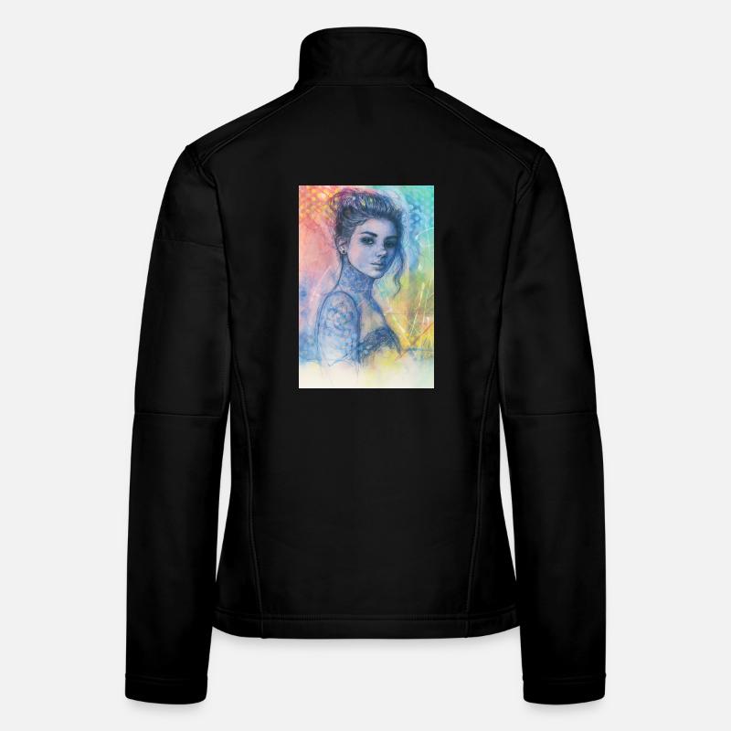 Frau Pop Regenbogen omikly Tattoo Arm Schädel Graf Frauen Softshelljacke