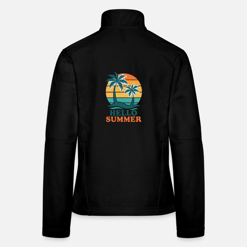 Plage avec palmiers et coucher de soleil Veste en tissu softshell Femme