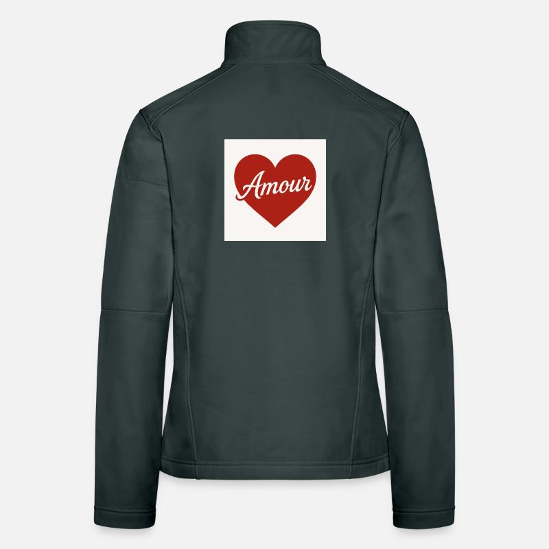 Liebevolle Herzform mit Amour-Text Frauen Softshelljacke