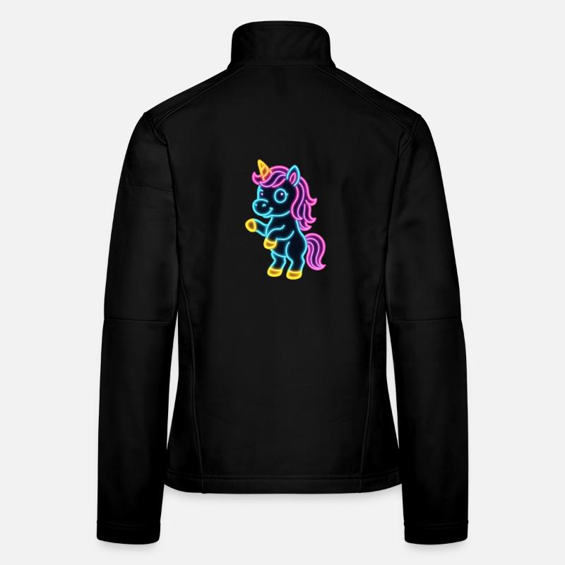 Süßes Neon Einhorn stehend | Bunt und leuchtend Frauen Softshelljacke