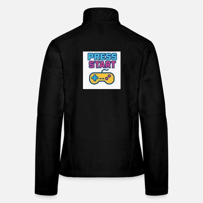 Press Start Gaming Grafik Vintage - Frauen Softshelljacke - Schwarz