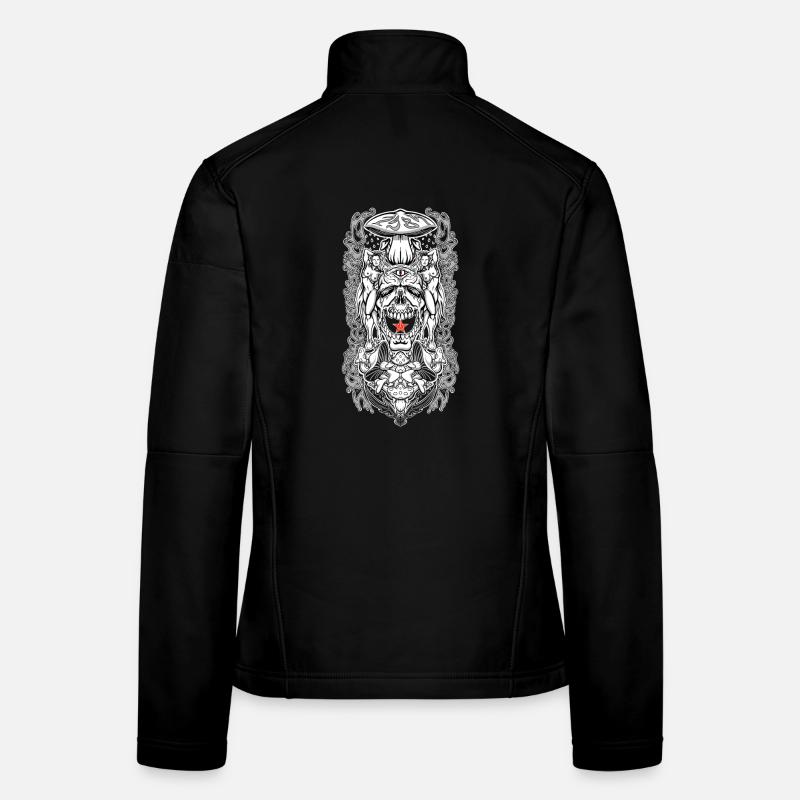 Portail de crâne psychédélique – Vision de champignon occulte Veste en tissu softshell Femme