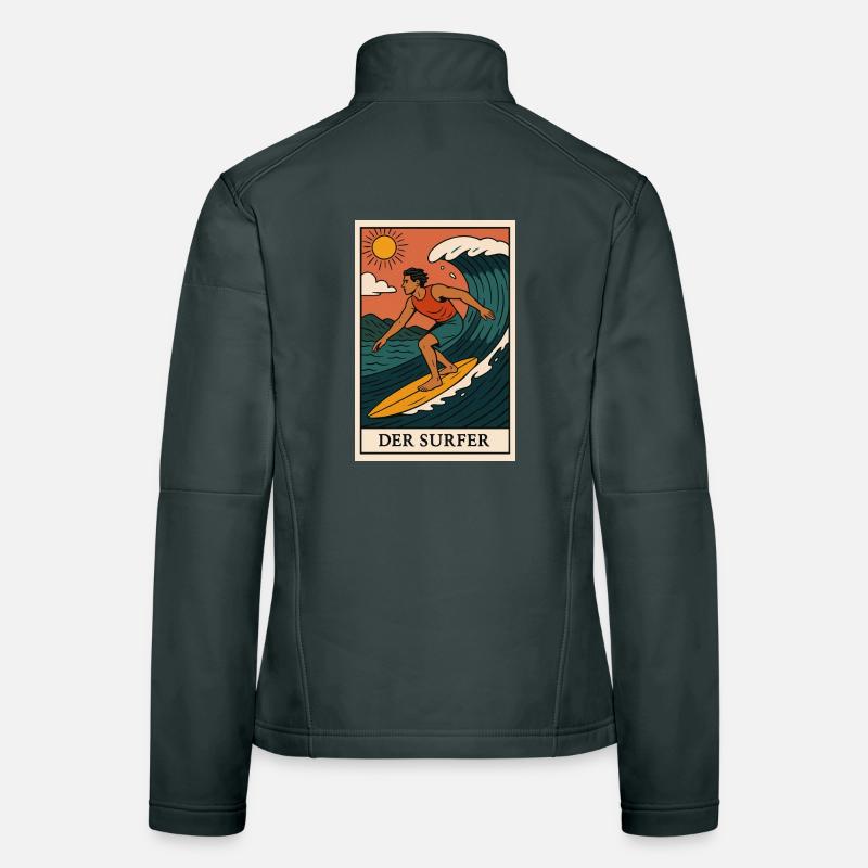 Der Surfer Wandbild mit Sonnenlicht Frauen Softshelljacke