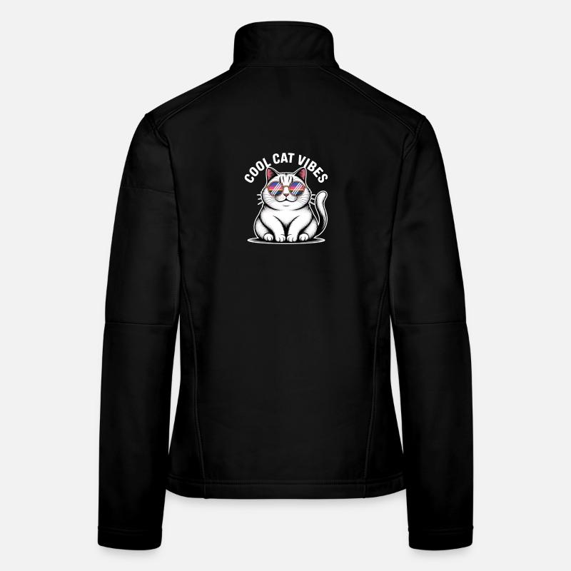 Buddy Cat mit Wave Schwimmbrille - Frauen Softshelljacke - Schwarz