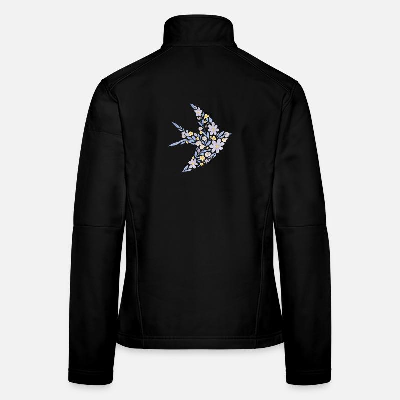 Nordic Floral - Sanftes Violett Vogel Frauen Softshelljacke