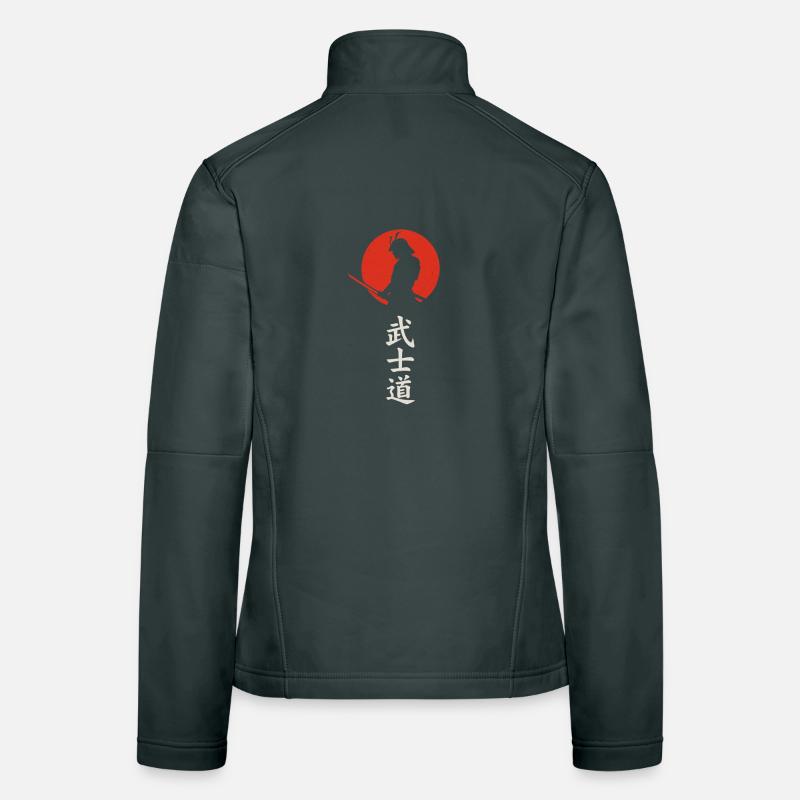 Samurai silhouette in front of a red sun – Bushidō Women's Softshell Jacket