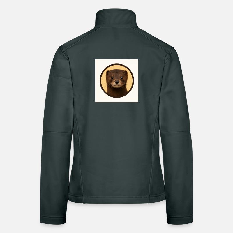 Cute Brown Bear in Circle Women's Softshell Jacket