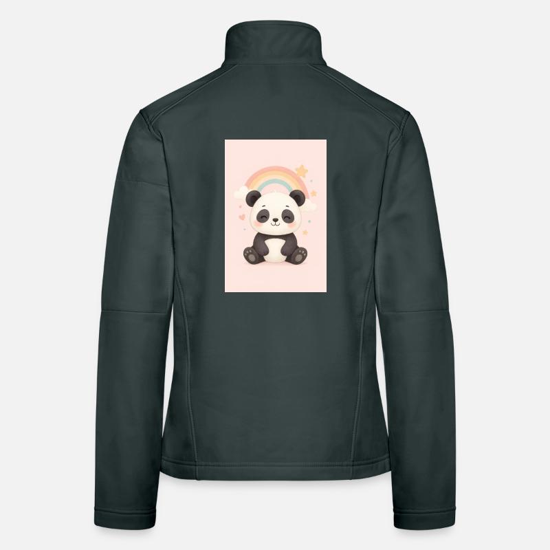 Süßer Panda mit Regenbogen und Sternen Frauen Softshelljacke