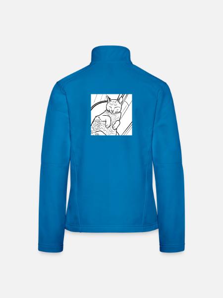 Dessin au trait du chat endormi - Veste en tissu softshell Femme - noir - Dos