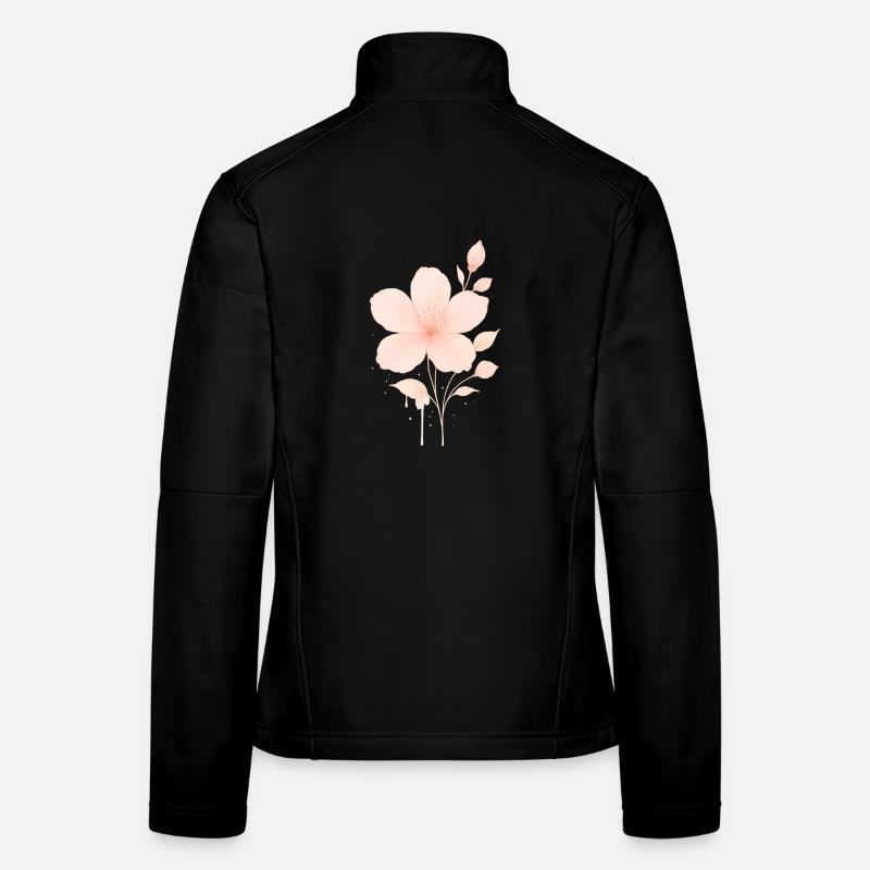 Pfirsich Rosé Blüten Wasserfarbe - Frauen Softshelljacke - Schwarz