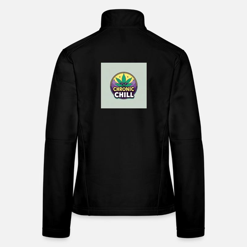 Chronic Chill Cannabis Leaf Logo Frauen Softshelljacke